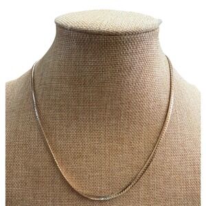 Vintage Gold Tone Herringbone Flat Snake Chain Necklace Layering Classic